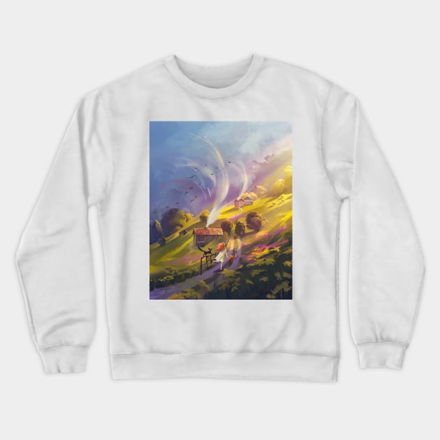 Running in the Summer Crewneck Sweatshirt by viktoria-likhodeeva